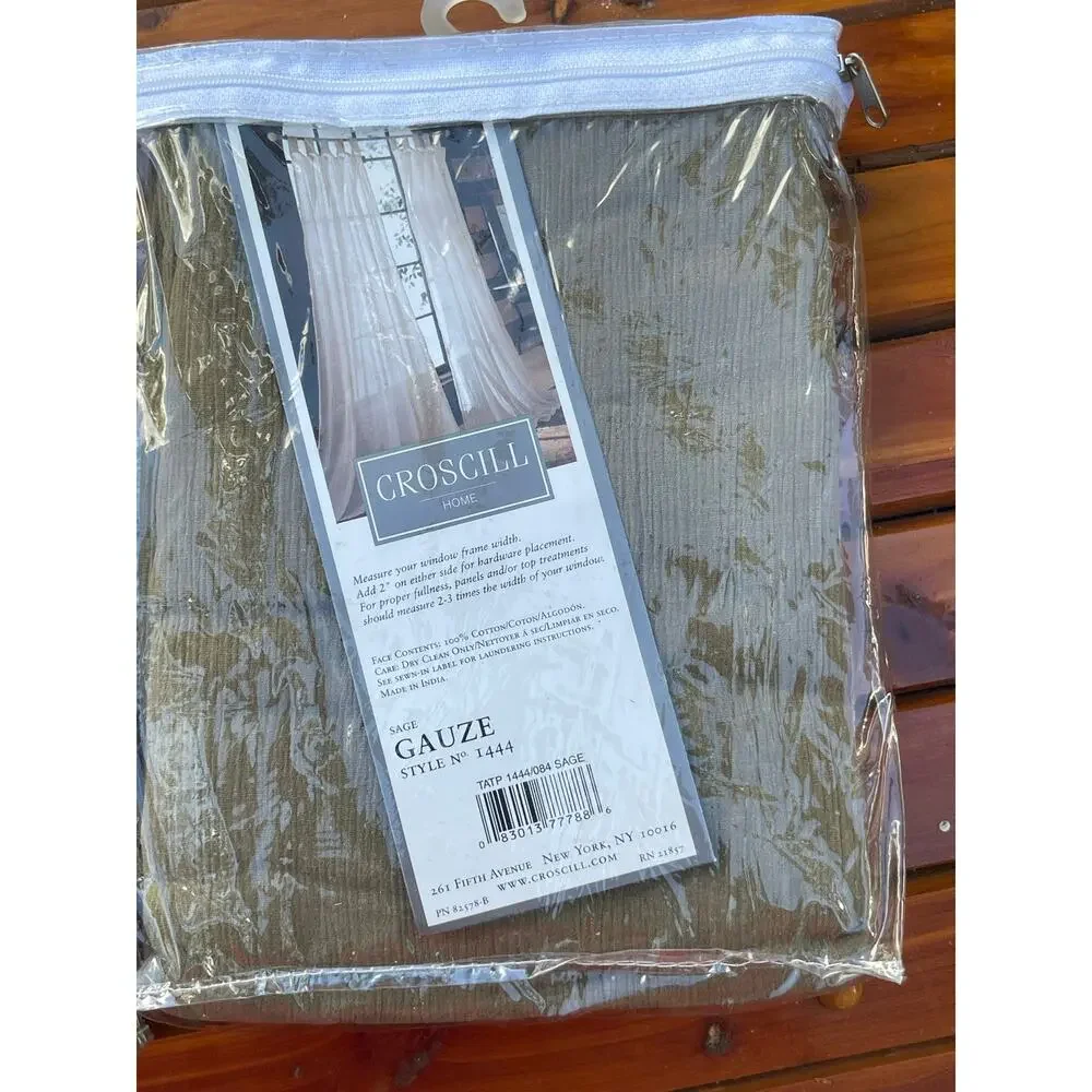 2 Croscill Window Sheers 40X84 Gauze Color New